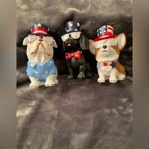 NWTs..  Patriotic Dog Figurines - Set of 3 (Red, White, Blue)
